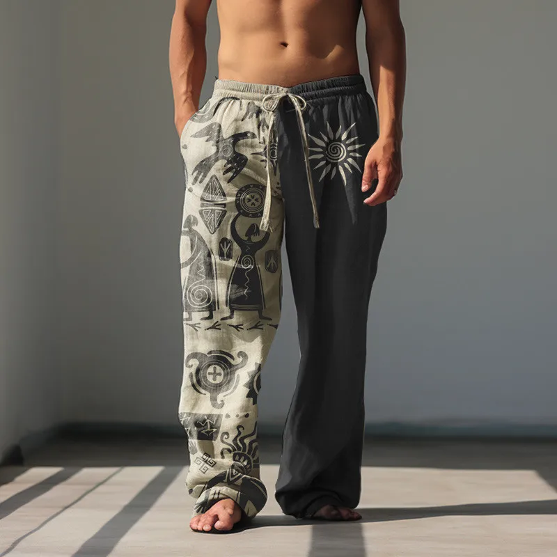 Pantaloni da spiaggia casual moda estiva da uomo Pantaloni a gamba larga Pantaloni a gamba larga stampati in 3D stile hawaiano Pantalones Hombre