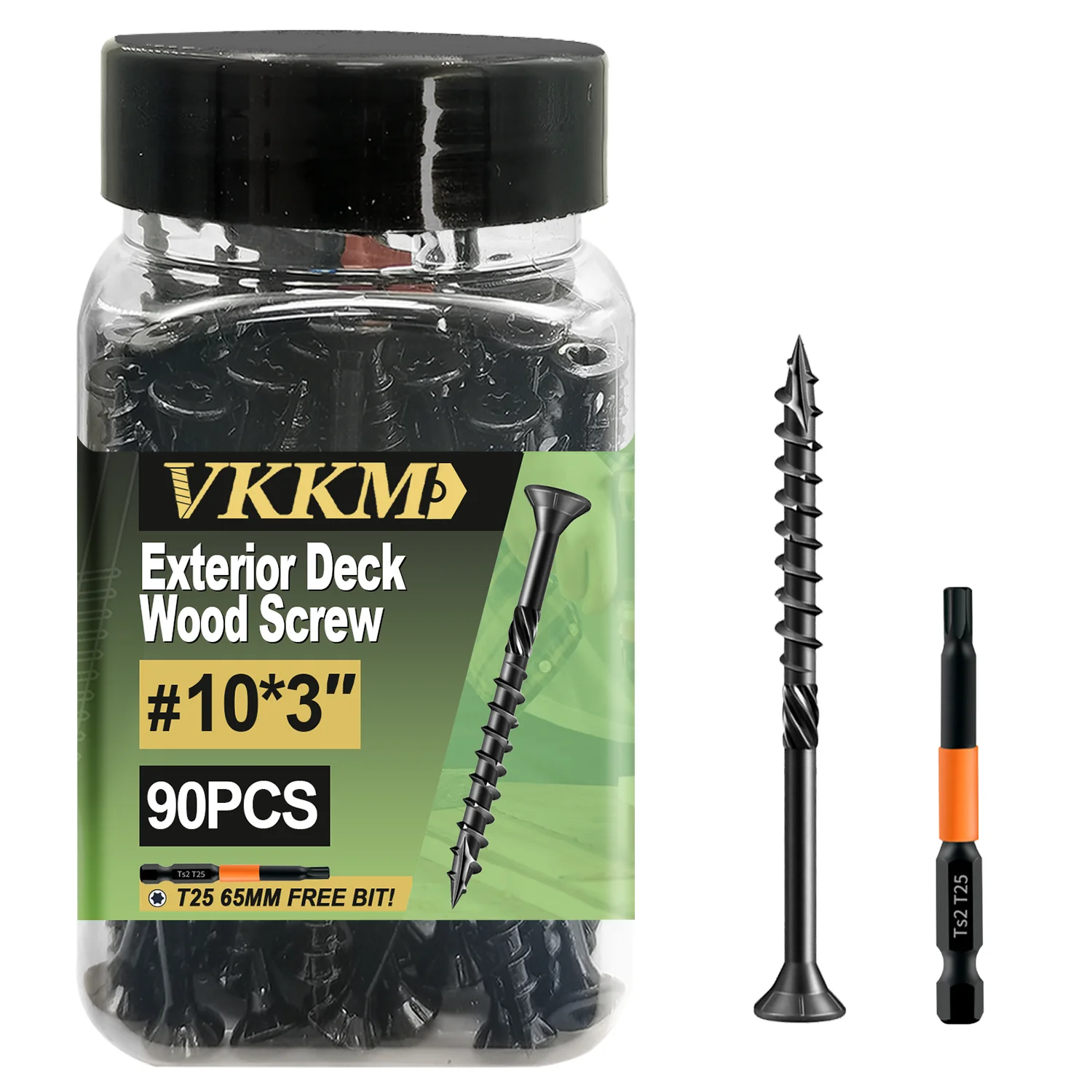 

VKKM #10*3 90Pcs Decking Torx Screws – Knurled Shank, Zinc Plated, Lifetime Warranty for Outdoor Projects