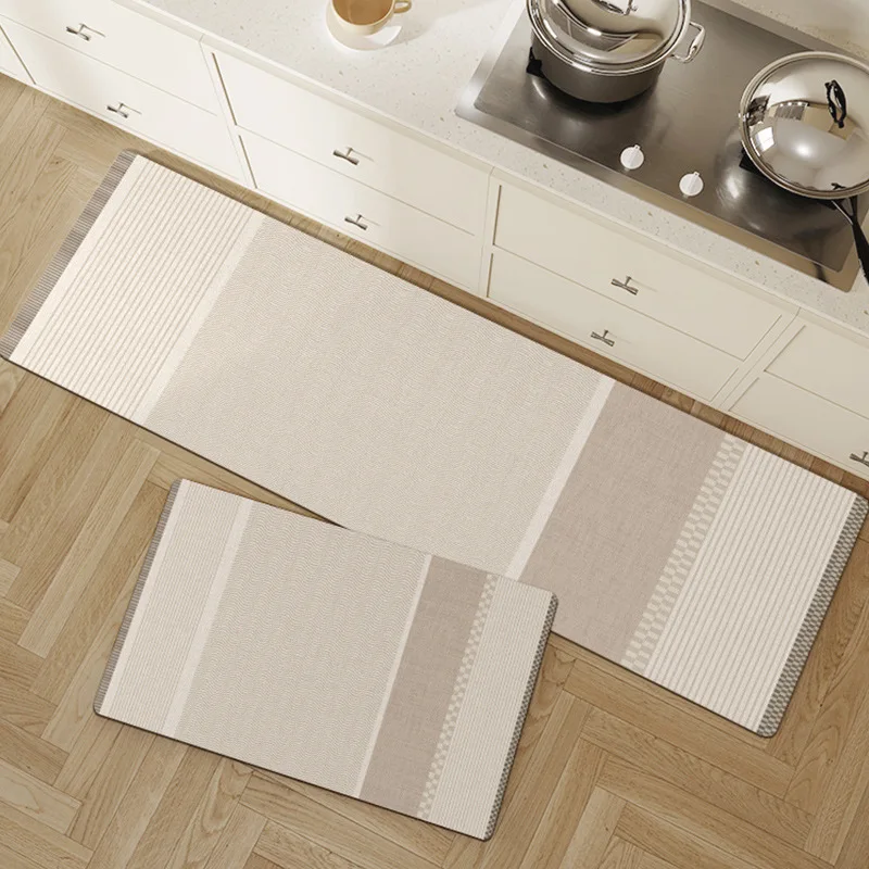 VIKAMA 1/2 Stück französische minimalistische Küchen-Fußmatten, wasserdichte und ölbeständige Teppiche, rutschfeste Fußmatten für Heimdekoration