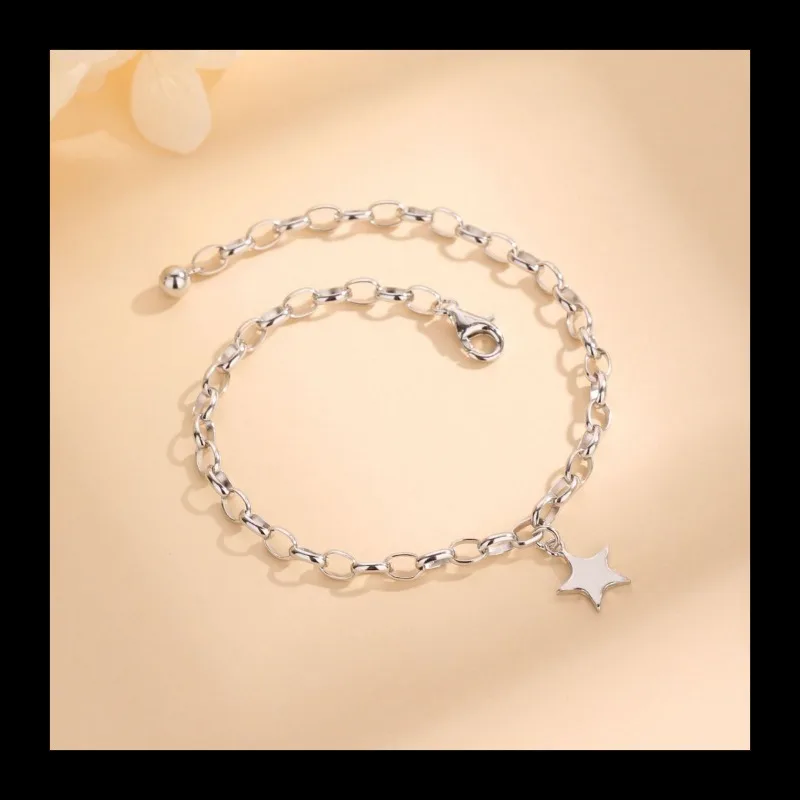 التجارة الخارجية اكسبرس S925 الفضة الاسترليني تنوعا أزياء شعبية بسيطة القمر الخماسي سوار السيدات