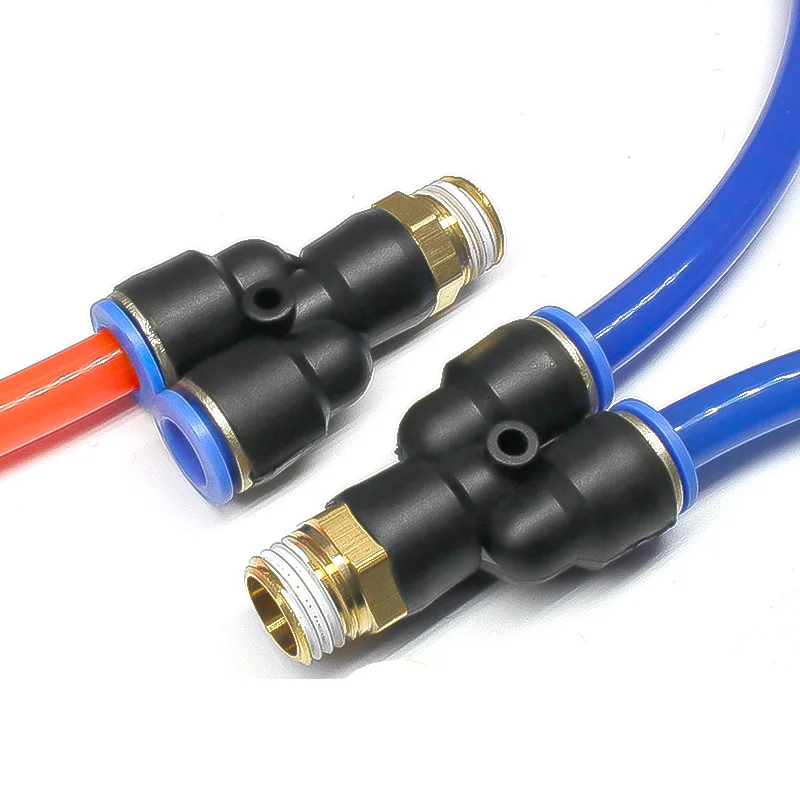 Pneumatic Fittings Female Thread Hose OD 4/6/8/10/12/14/16mm Air PX Y-Shaped Tee Thread Connector Tube Push In Fittings
