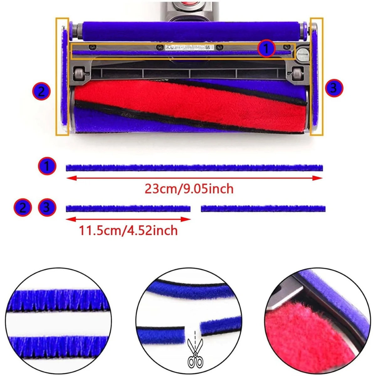 Dyson掃除機用の柔らかい縞模様のぬいぐるみアクセサリー,ローラー交換部品,v6,v7,v8,v10,v11,v15