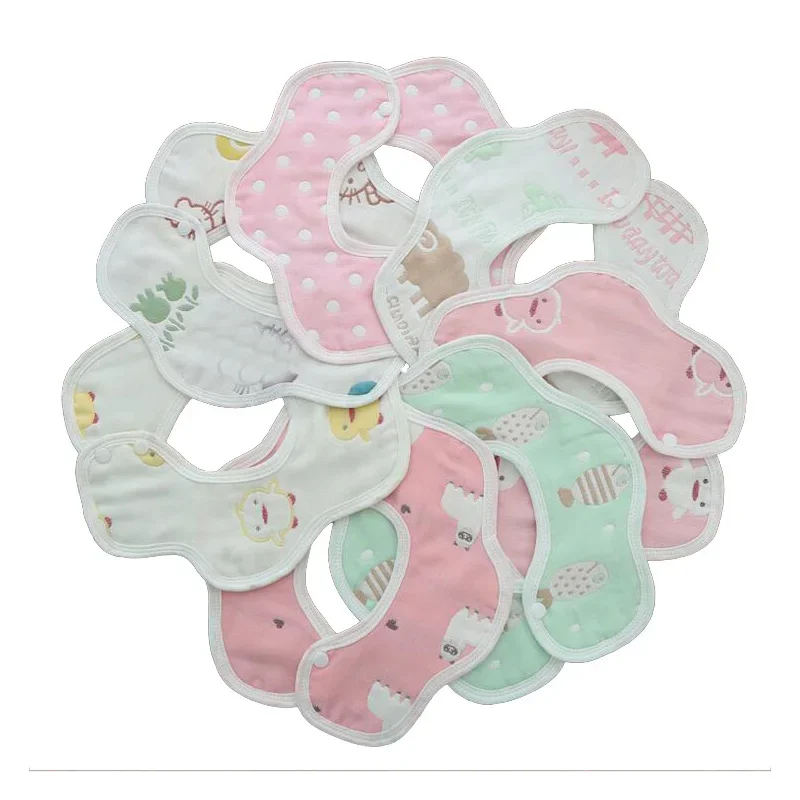 

10 Pieces Pure Cotton Baby Bibs Infant Newborn Baby Burp Cloths Babies Bibs 6 Layers