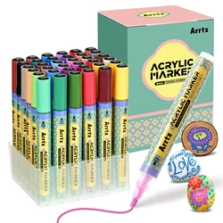 Arrtx Acrylic Paint Pens, 3mm Tip Paint Markers Paint Pens, Non Toxic, Water-based, Quick Drying Acrylic Marker for Drawing