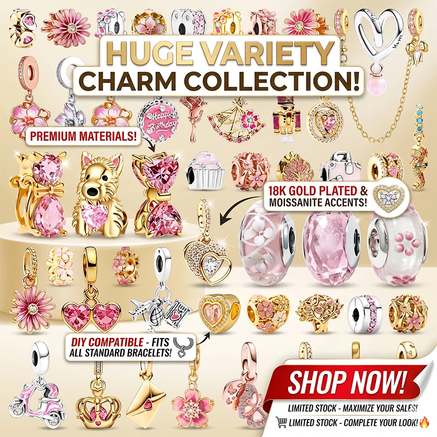 Hot Sale Pink Charms DIY Women Jewelry Gifts Daisy Flower Birthday Cake Cherry Blossoms Hearts Bow Beads Fit Original Bracelets