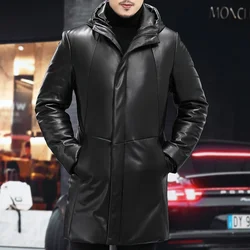 AYUNSUE Men's Winter Coat Sheepskin Leather Jacket Men Clothing Mid-length Warm Mens Jacket Male Jaqueta De Couro Masculino Zm