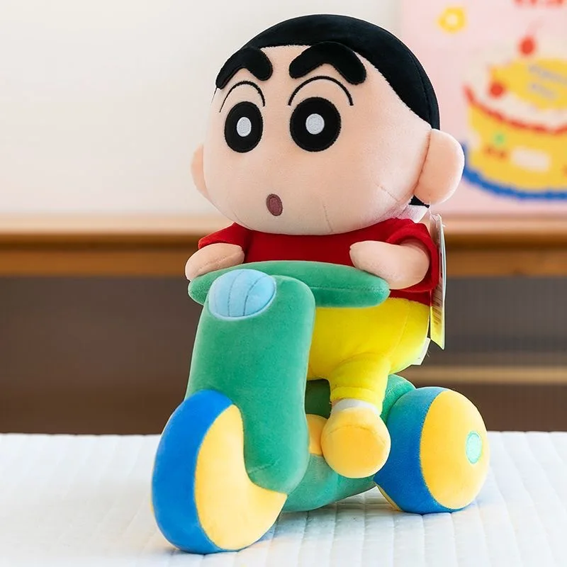 

Cute 35cm Crayon Shin Chan Bike Riding Plush Doll Soft Pillow Toy Children Birthday Present Kawaii Cartoon Home Decoration Gift