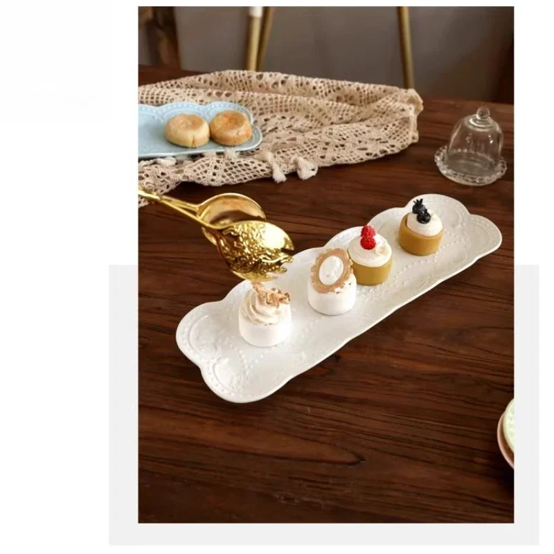 Nordic Relief Breakfast Plate Cake Rectangular Dim Sum Plate Creative Flat Plate