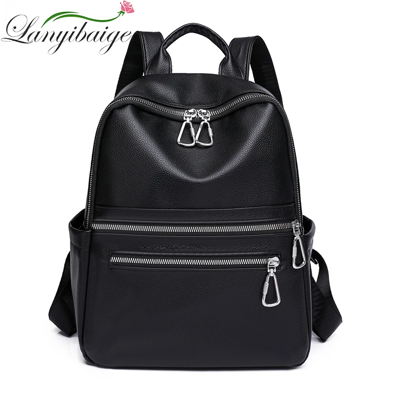 Fashion 2022 Women Backpacks Women\'s Leather Backpacks Female School Backpack Women Shoulder Bags for Teenage Girls Travel Back