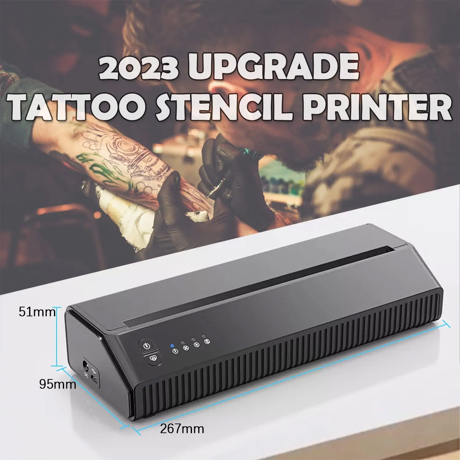 Portable Wireless Tattoo Transfer Stencil Machine Copier Printer Thermal Tattoo Kit Copier Printer ​Android and iOS Phone&Laptop