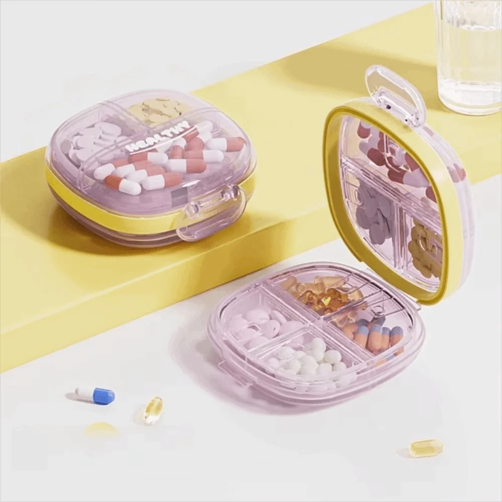 Clear Moisture-Proof Portable Pill Box Dustproof 7 Compartment Pill Organizer Compact Visible Sealed Pills Case Travel Storage