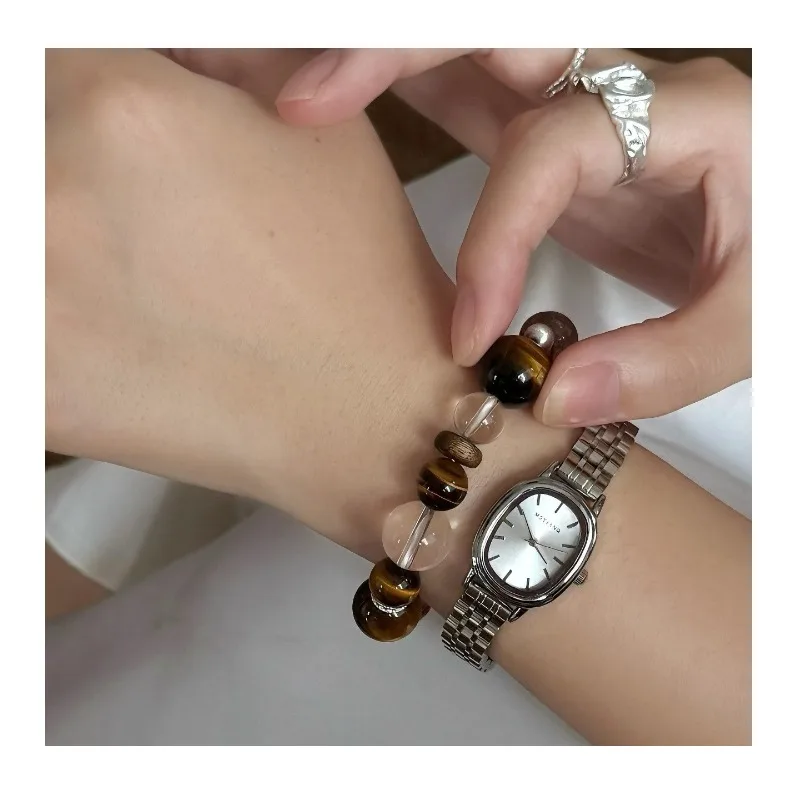 

Exquisite Imitation Tiger's Eye Stone Black Gold Super Seven Bracelet, Hua Lao Qian Feng Personalized Design High Value Gilt Wat