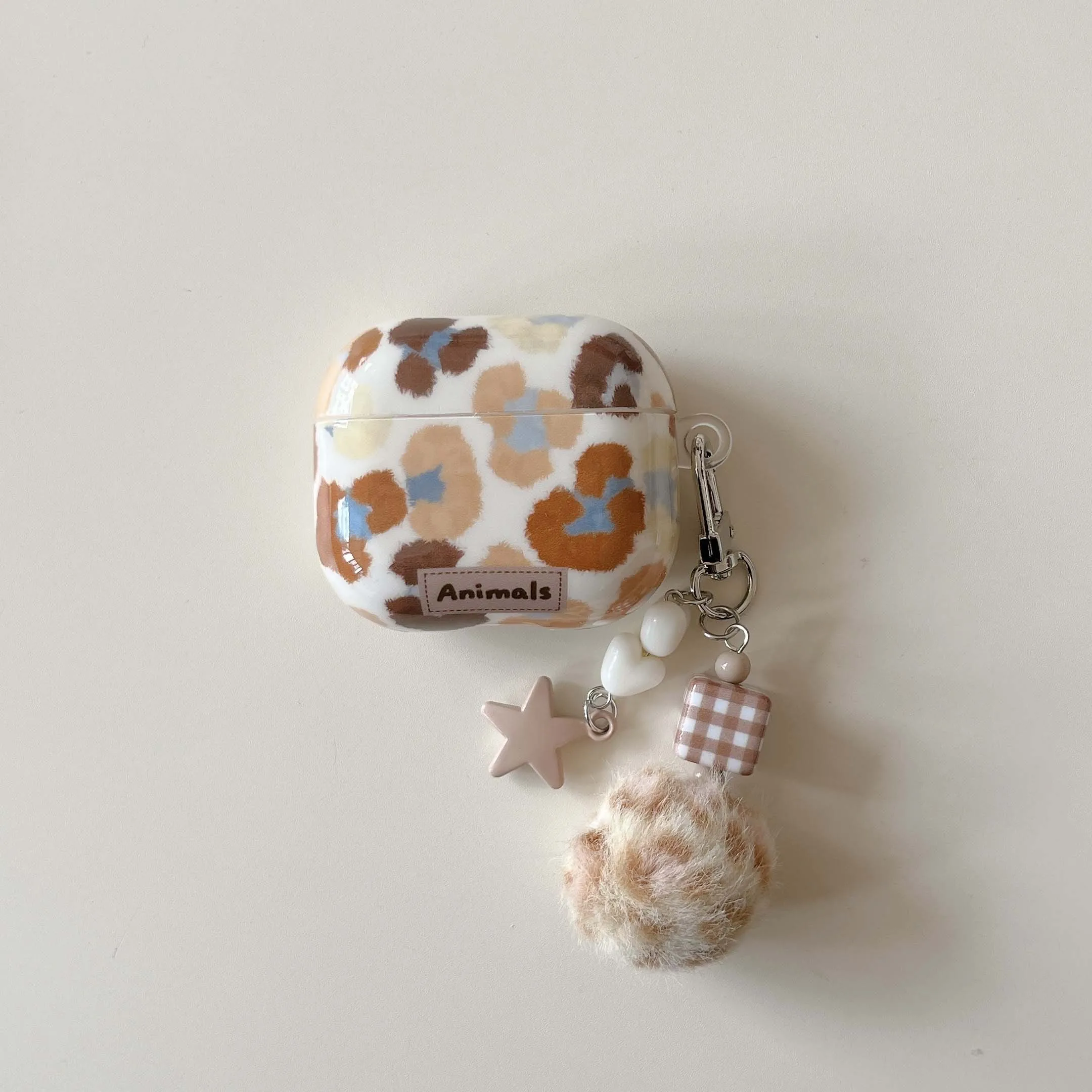 Leopard imd earphone case wireless bluetooth charging box ins plush pendant cool for apple airpods 4 3 pro 2nd 2 1 cover