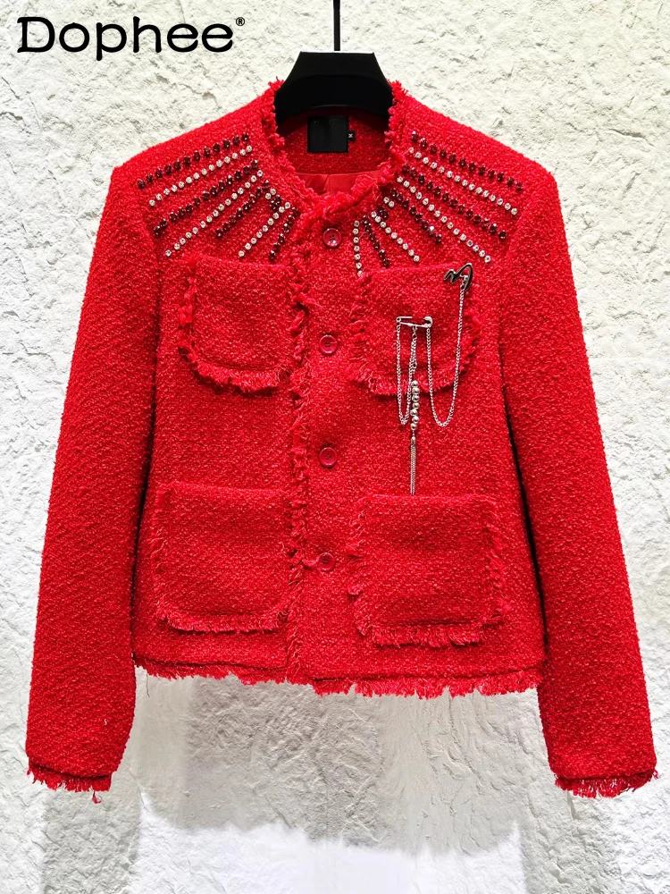 

Men's 2026 Spring New Trendy Jackets Chic Diamond Decoration Small Fragrant Jackets Men's Light Luxury Personalized Unique Coats