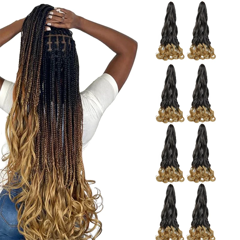 

Синтетические французские завитки для плетения волос для женщин, 20 дюймов, 8 упаковок, вьющиеся плетеные волосы, предварительно растянутые для наращивания волос в коробке