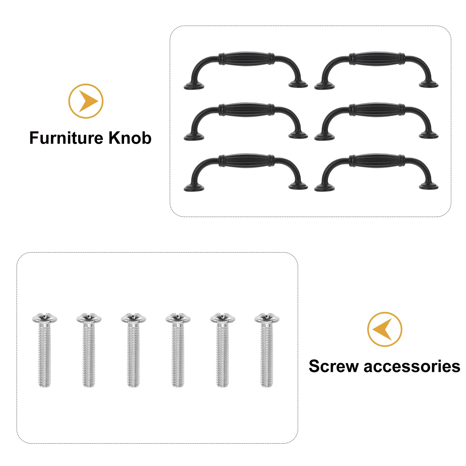 

6pcs Cabinet Door H Drawer Knob Black Furniture Pulls Wardrobe Doorknob Aluminum Easy Install Kitchen Bedroom