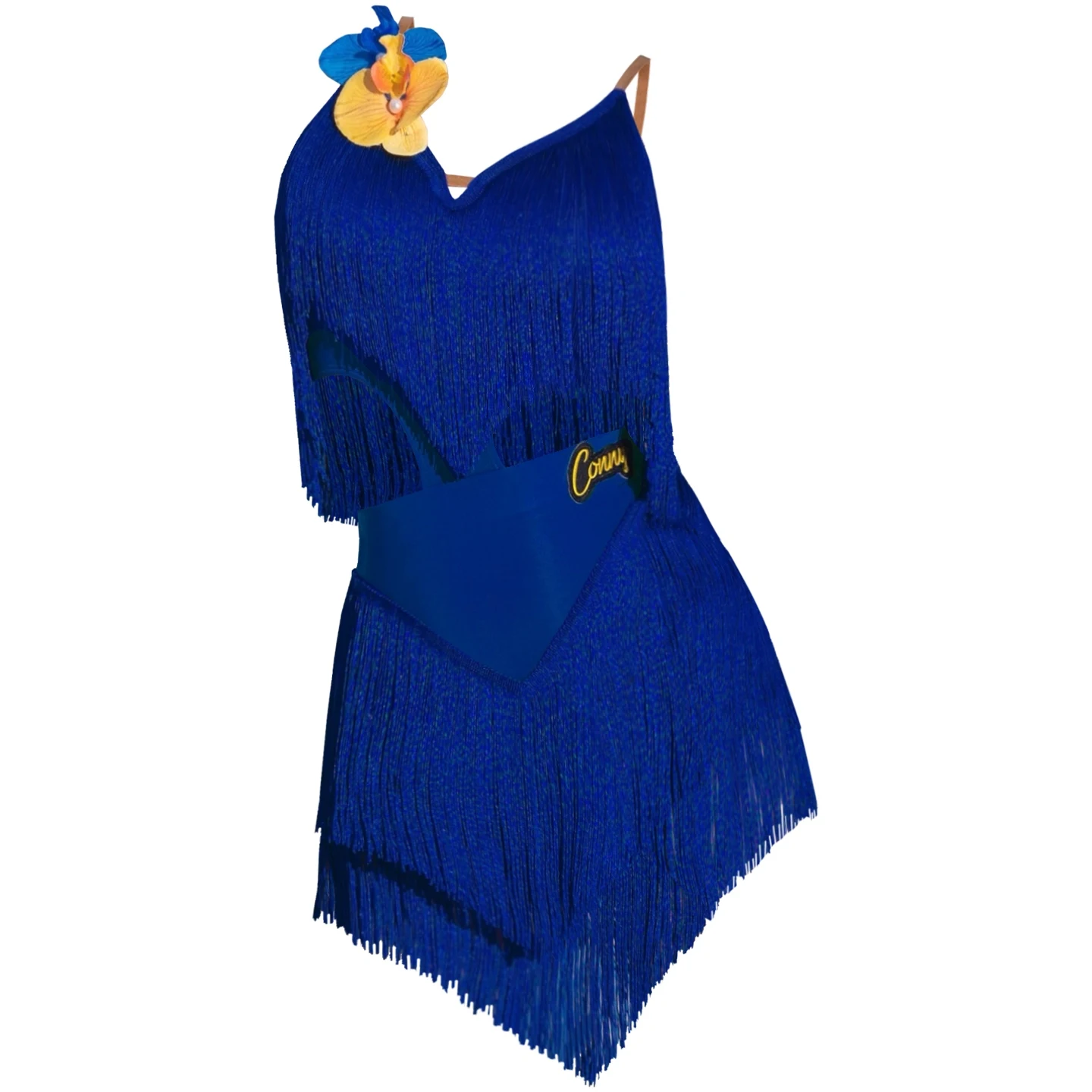 Damskie stroje do tańca latynoamerykańskiego Samba dla dorosłych, niebieskie, z pełnymi frędzlami, kostiumy do tańca latynoamerykańskiego, strój do występów Chacha Rumba XS9972