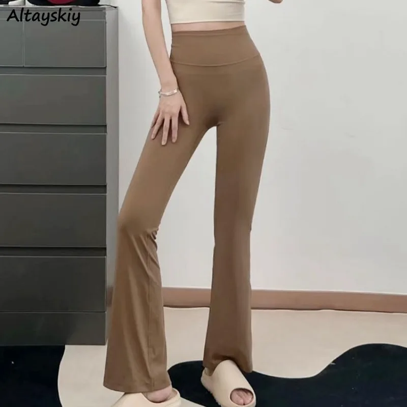 

Casual Flare Pants for Women Elastic Waist Solid Female Fashion Spring Running Comfortable All-match Simple Breathable Slim New