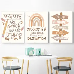Modern Cute Motivational Quotes Canvas Art Poster Prints Rainbow Style Words Wall Decorative Picture for Nursery Bedroom