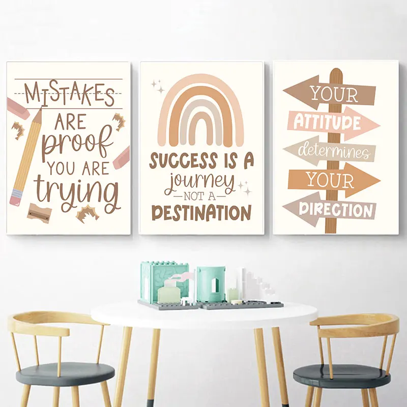 Modern Cute Motivational Quotes Canvas Art Poster Prints Rainbow Style Words Wall Decorative Picture for Nursery Bedroom