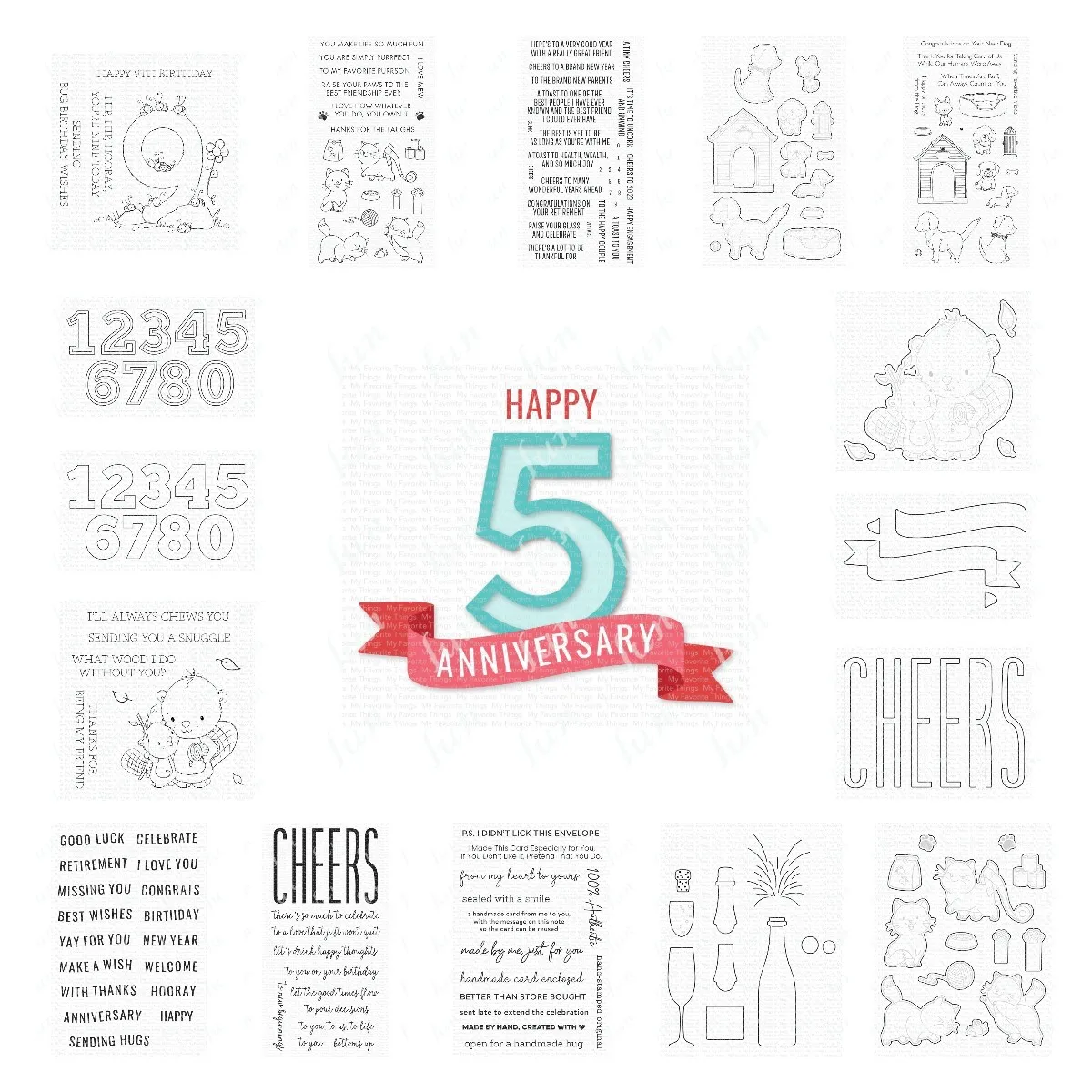 Cheers Sentiments Clear Stamps and Numbers Cutting Dies Diy Scrapbook Decorations Die Cuts Mould Photo Album Decorative Embossed
