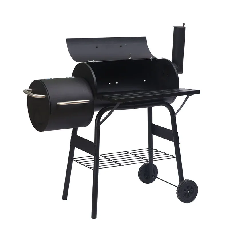 Large Cooking Area Barrel Barbecue Smoker Oil Drum Charcoal Bbq Grill Offset Smoker with double BBQ grid with Lid