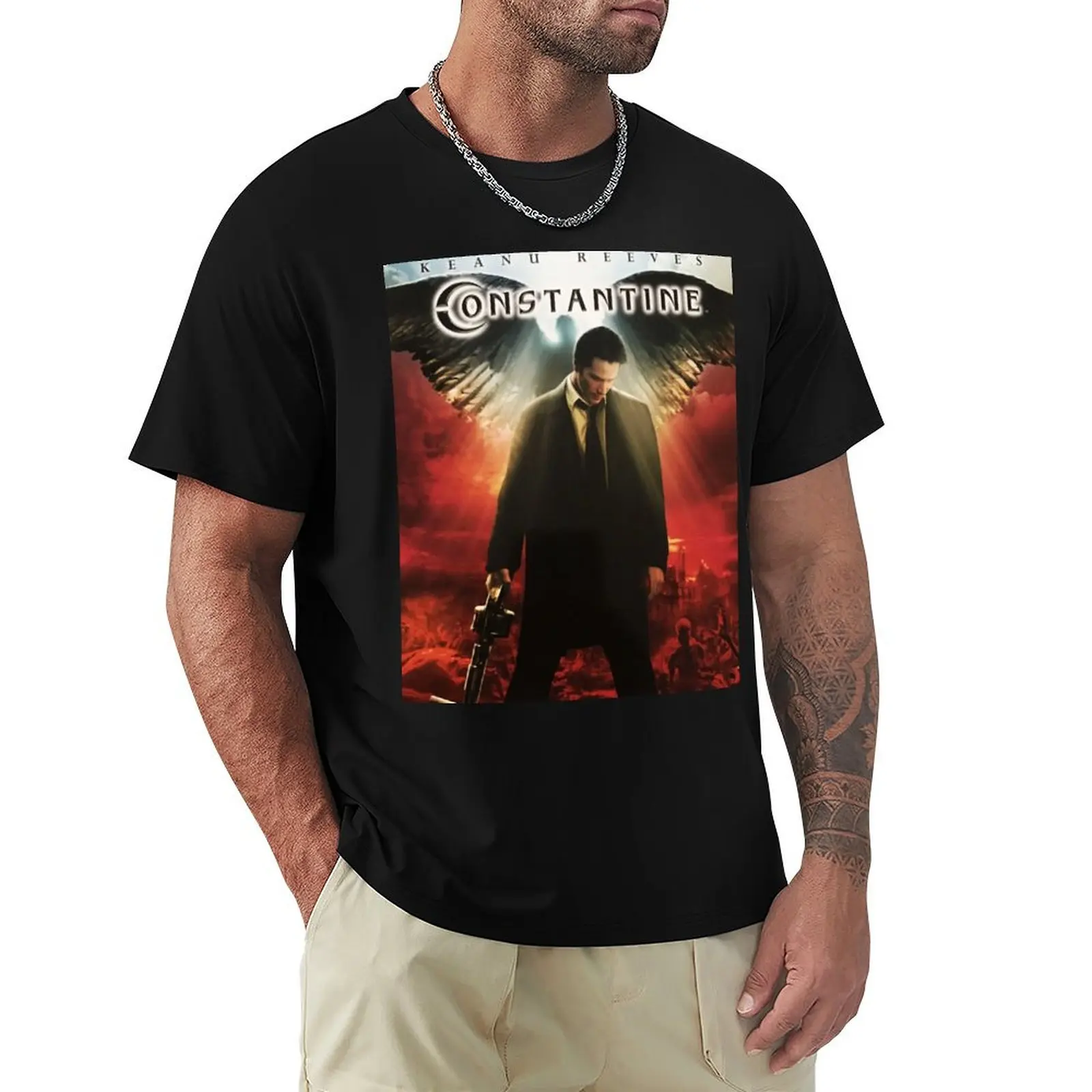 Constantine (2005) Movie Poster T-Shirt Summer Print Short Sleeve Tee