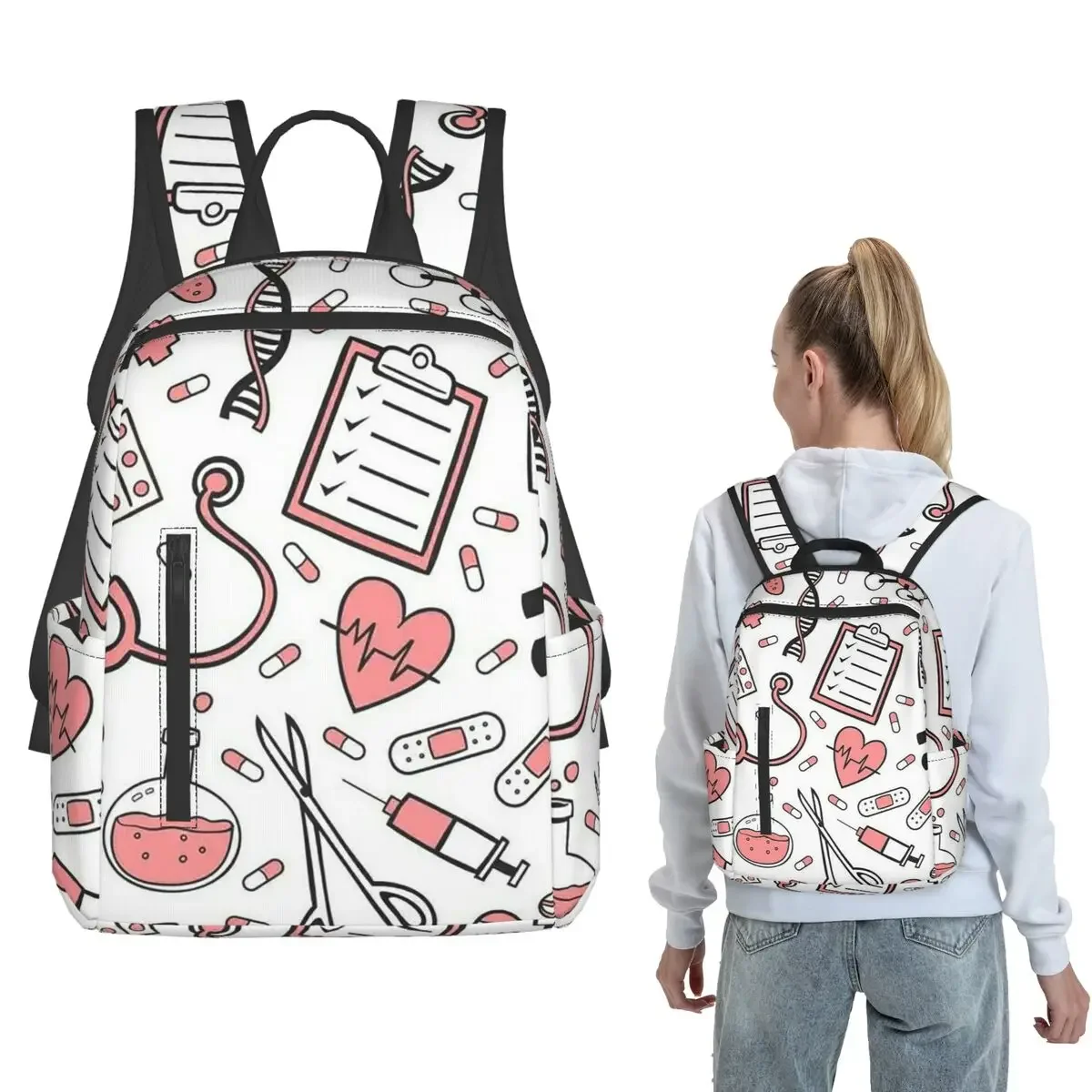 Enfermera En Apuros Doctor Nurse Medical Backpack Daypack Children BookBag School Bag Shoulder Bags for Men Women