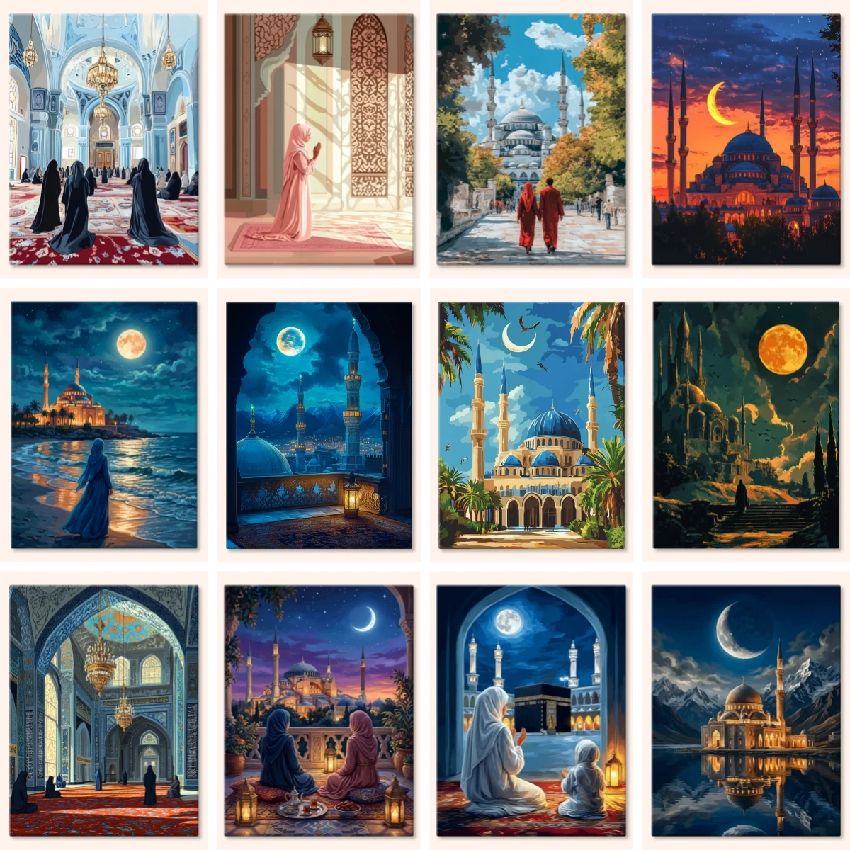 

Полноценная квадратная/круглая алмазная вышивка DIY: Священная мечеть Мекка, исламская религия, Кааба, Масджид аль-Харам, мозаика, декор для дома