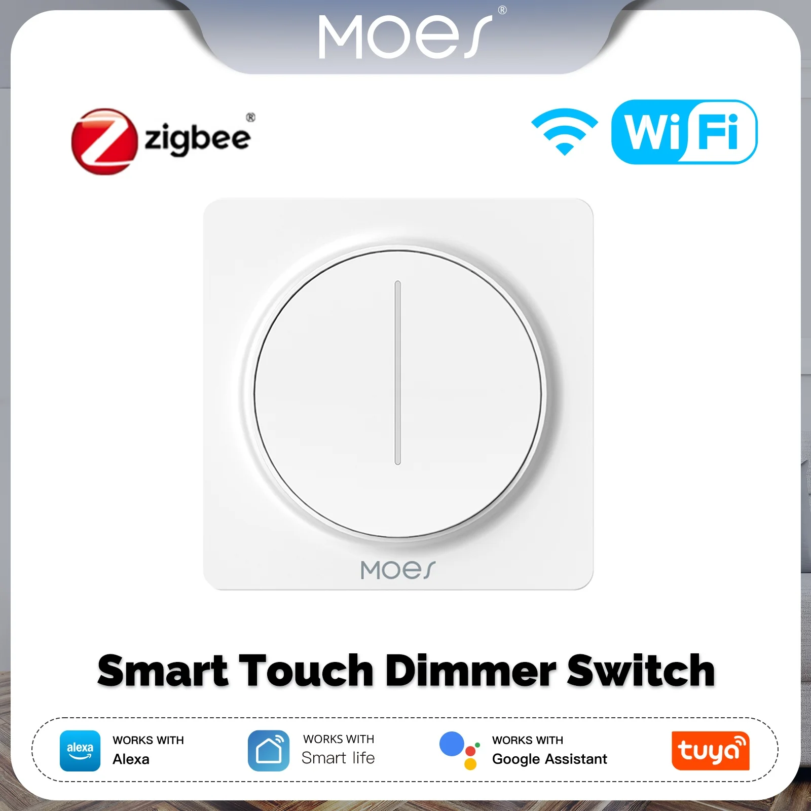 OES Tuya Zigbee/WiFi Smart Touch Dimmer Switch, Brightness Adjustment Work with Alexa Google Home