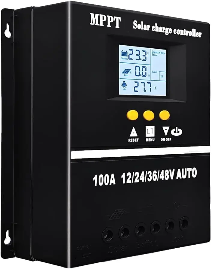 Premium 100A MPPT Solar Charge Controller, 12V-48V wide voltage compatible regulator