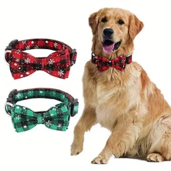 Adjustable Christmas Dog Bowtie Collar, Pet Collar, Plaid Bow Tie, Pet Supplies, Dogs Decorative Bowties Necktie, Pet Accessorie