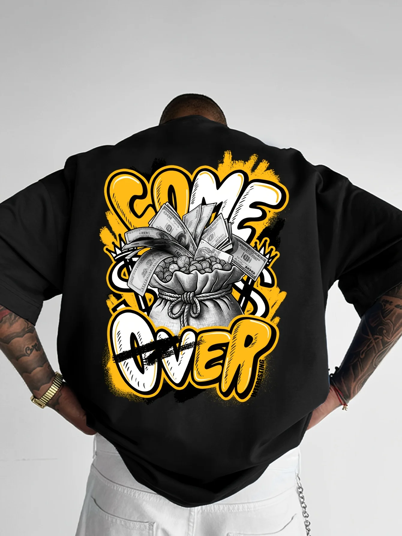 Nueva camiseta de cuello redondo transpirable y cómoda con estampado de letras de tendencia de verano para hombre, top urbano de calle alta para exteriores