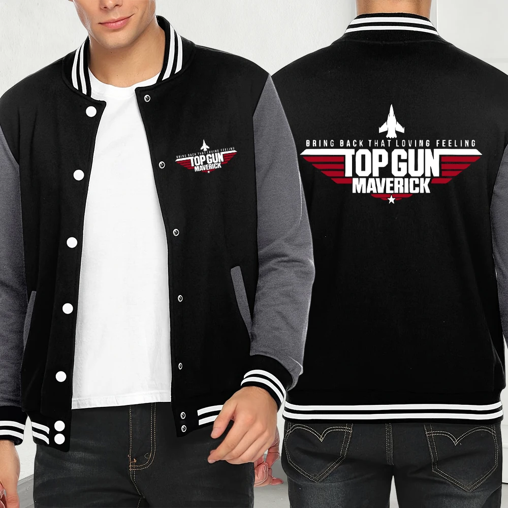 

Top Gun Maverick Print Men Baseball Jersey Comfortable Loose Y2K Menswear Fashion Sportswears Hip Hop Autumn Casual Streetwear