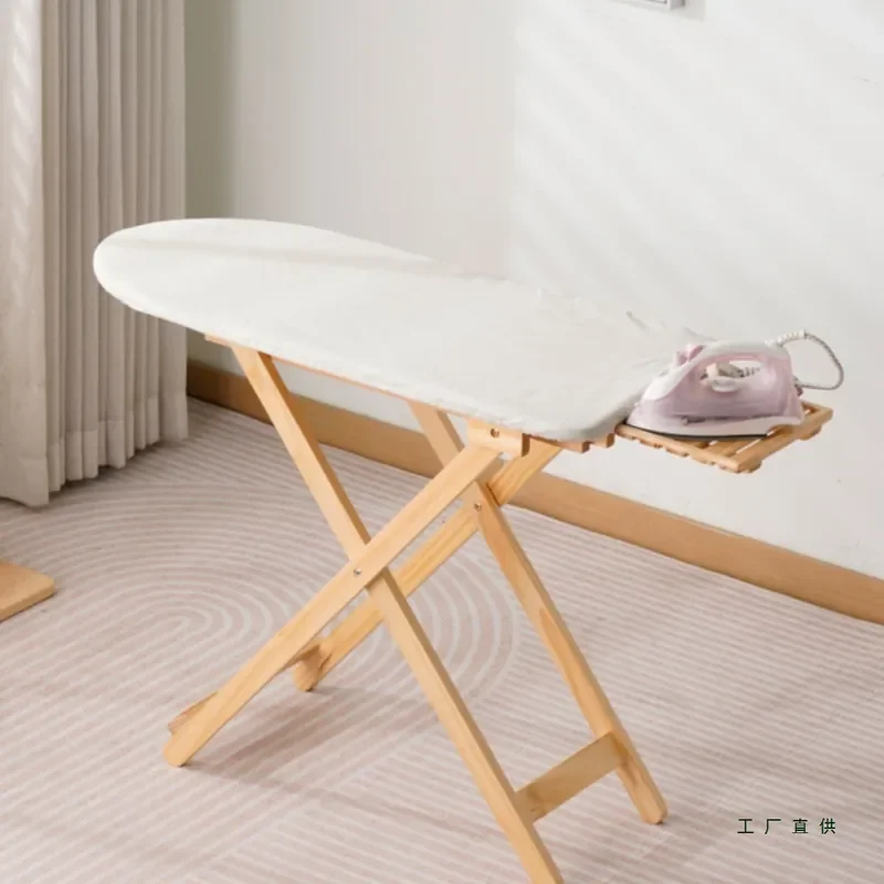 Solid Wood Ironing Board Large Folding Canvas Cotton for Household Hotel Use