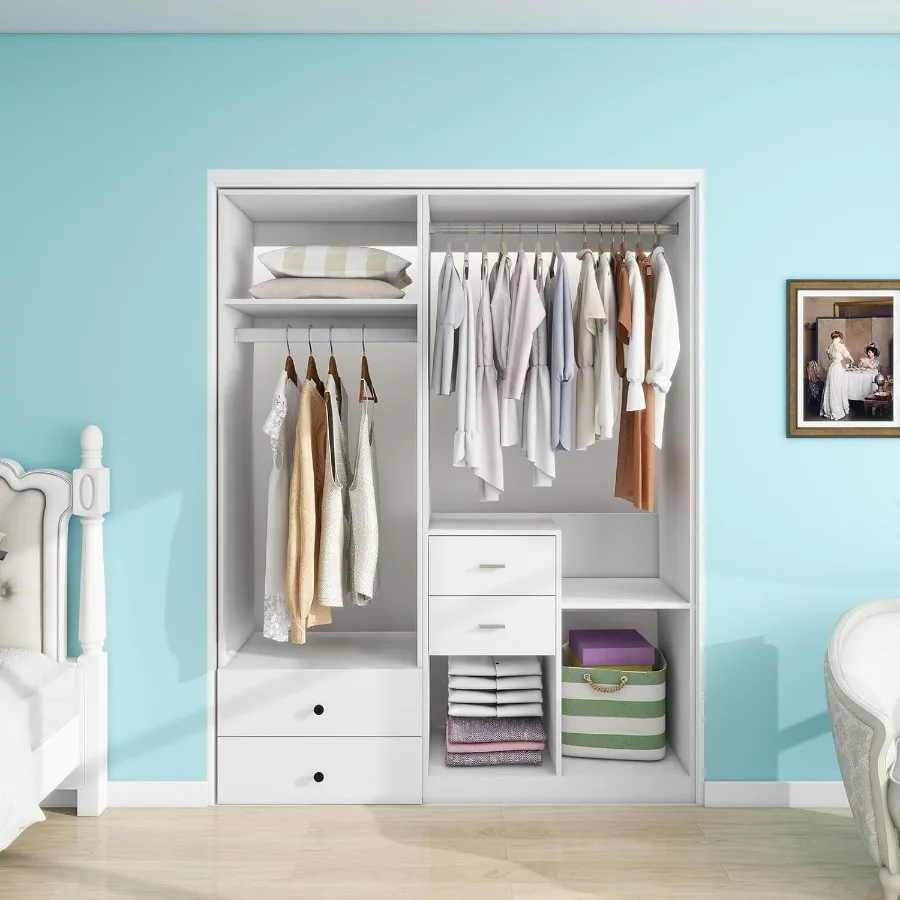 

Closet Organizer System Closet Shelving System with 4 Drawers Modern Closet Organizer System with 2 Hanging Rails Walk in Close