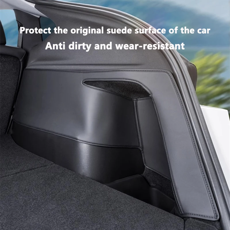 Para Tesla Model Y Juniper 2025, maletero trasero, almohadilla antipatadas de ambos lados, revestimiento de carga de cuero PU, protectores de esquina de superficie, cubierta protectora