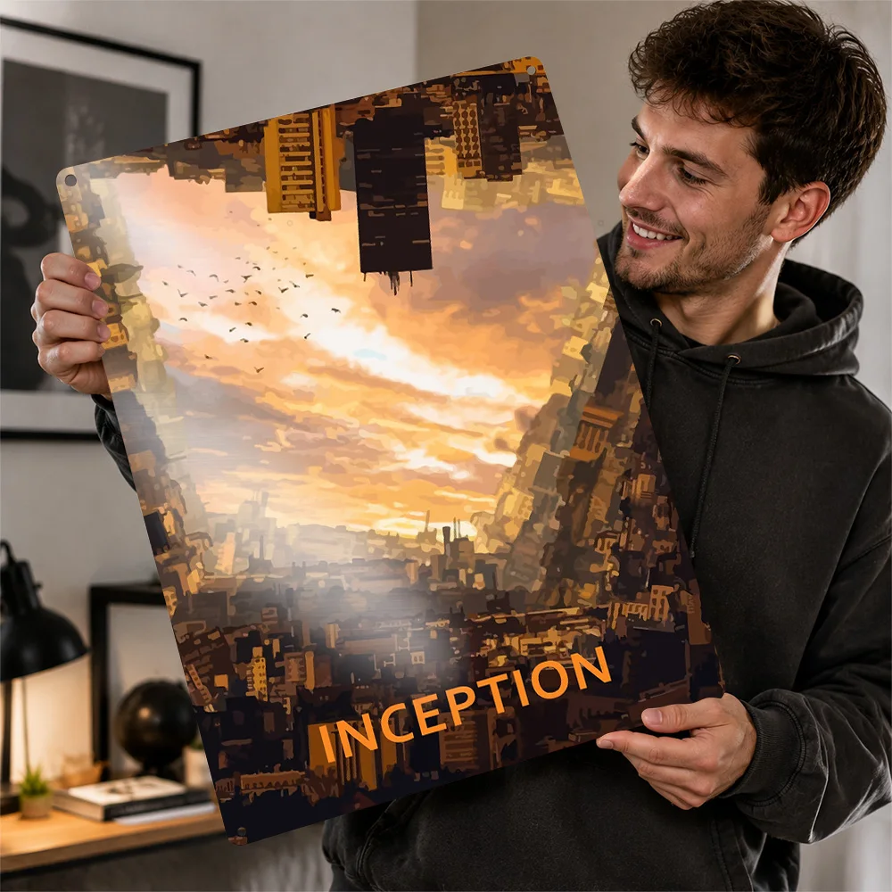 Inception Personalized 3D Textured Metal Poster Wall Art Vintage Tin Signs for Modern Home Decoration Room Office Decor Luxury