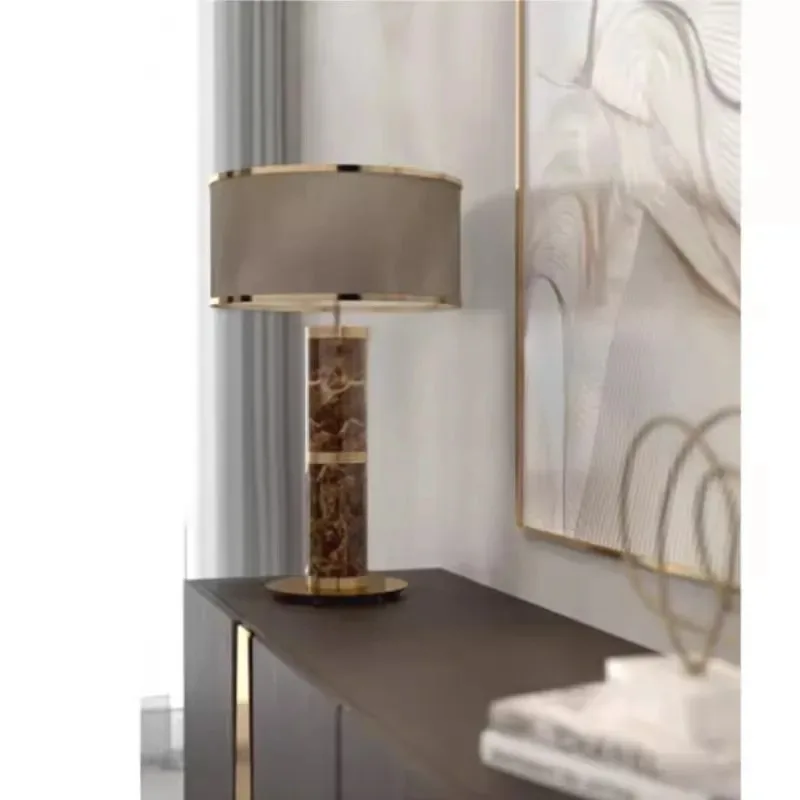 Post‑Modern Luxury Marble Table Lamp,Decor Bedside Desk Light for Living Room Bedroom Home