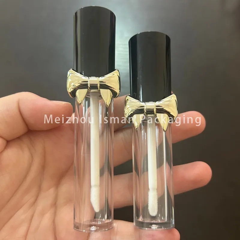 50pcs empty bowknot unique plastic liquid lipstick container butterfly top lip gloss tube packaging bottle with wand 5ml 3ml