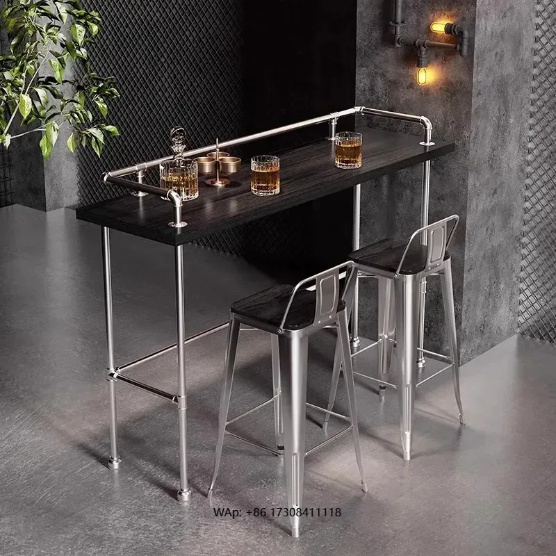 Modern Industrial Creative High Table Chair Set for Coffee Shops Convenience Stores & Bars for Milk Tea Rest Area Convenience