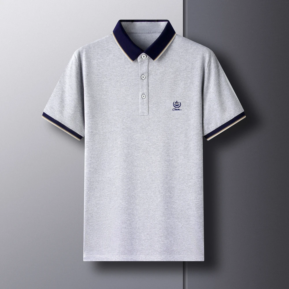

Summer high-end breathable cotton brand embroidered men's short sleeve POLO shirt comfortable ice silk casual business T-shirt