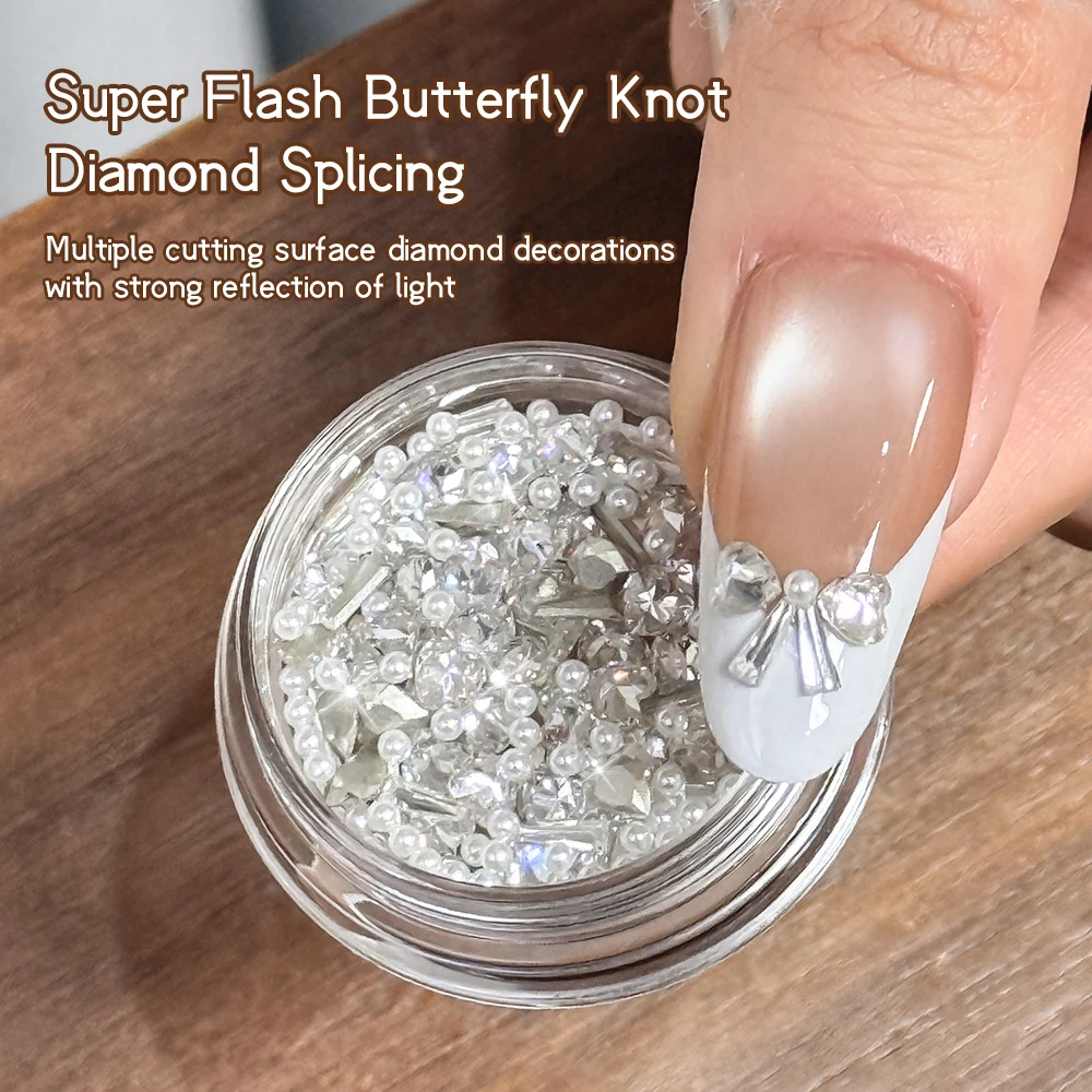 Kaniu Sparkling Nail Art Bow Tie Splicing Material Package Super Flash Butterfly Knot Diamond Splicing Nail Manicure Accessories