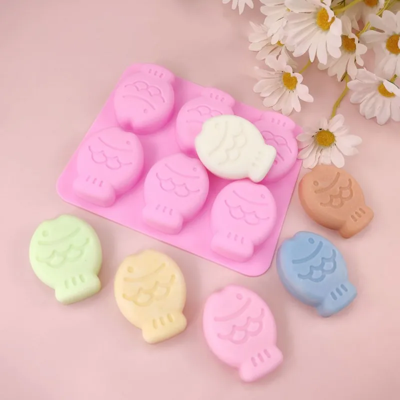 6 Holes Cartoon Small Fish Cake Silicone Mold DIY Chocolate Pudding Jelly Fudge Baking Molds Cake Decorating Epoxy Resin Mould