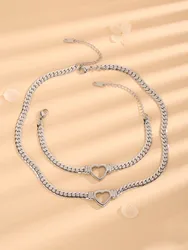 Hollow out love collarbone chain luxury Europe and the United States small ins retro stylish personality titanium steel necklace