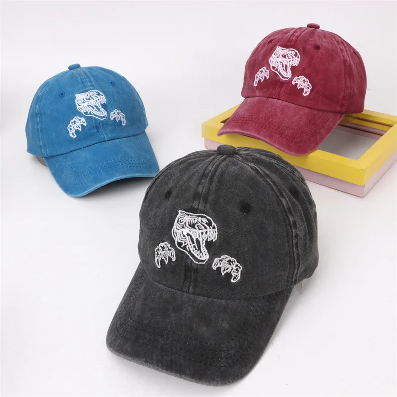 Kids Funny Baseball Cap Dinosaur Embroidery Cute Fun Boys Girls Summer Visor Hats Washed Cotton New