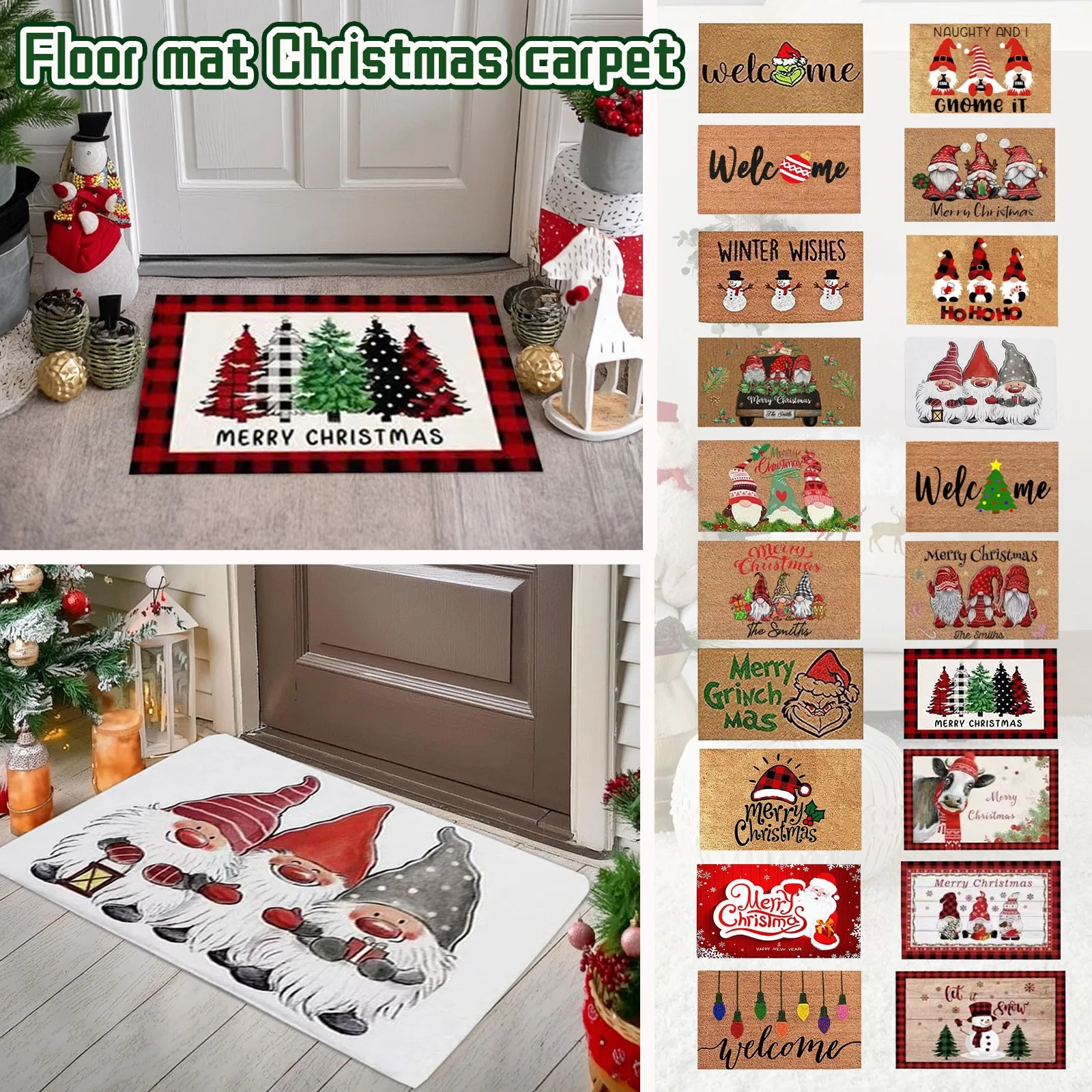 2024 Christmas Carpet Entrance Door Non-slip Absorbent Foot Mat Thick Porch Carpet Mat hogar y decoracion покрывало на кровать