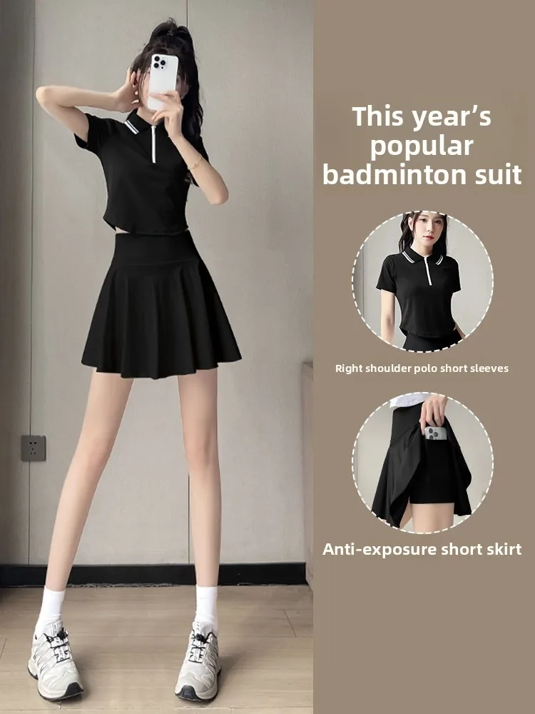 

Профессиональная женская одежда для бадминтона, лето 202, новый спортивный топ для бега, комплект спортивной юбки для йоги Qui Dry, тенниса