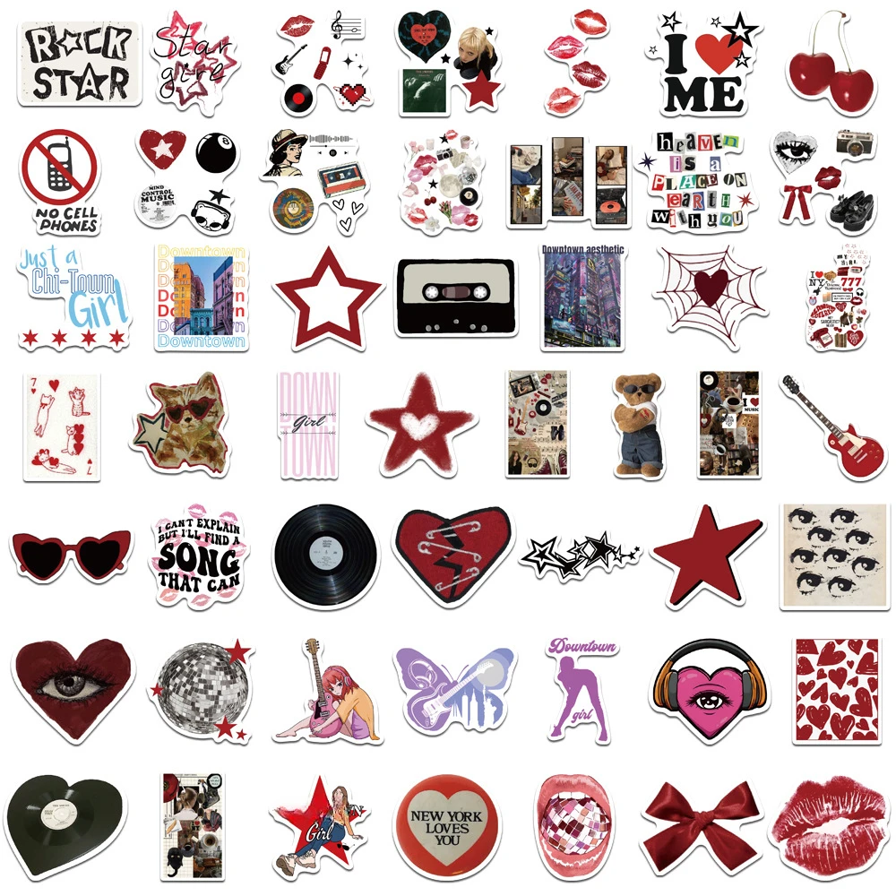 10/25/50pcs 90s Music Girls Graffiti Stickers for Laptop Luggage Guitar Skateboard Skateboard Motorcycle Helmet Water Bottle