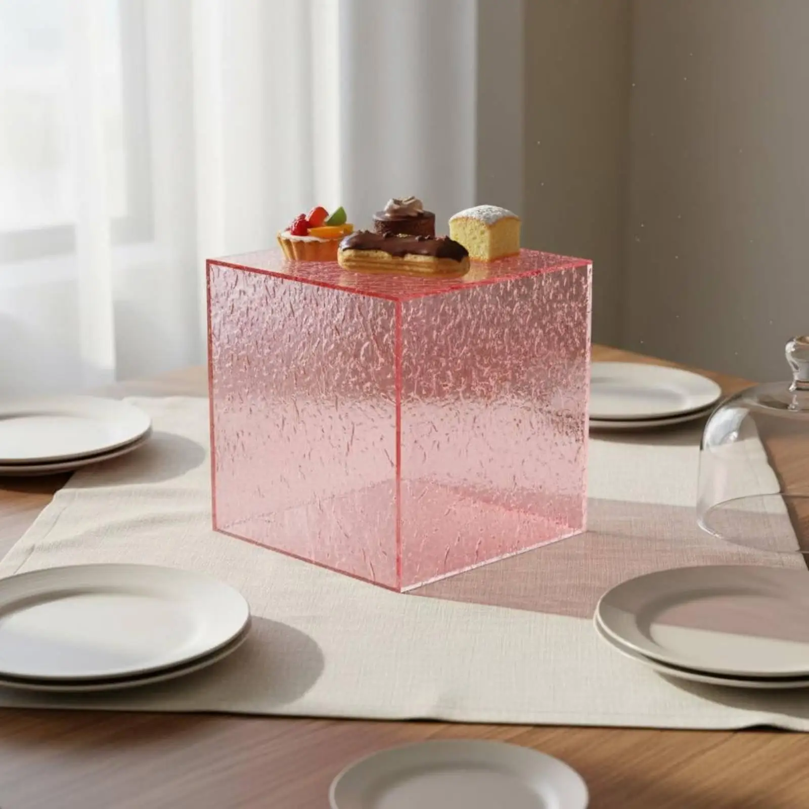 Acrylic Dessert Display Station Three Layer Cupcake Exhibition Stand Durable Showcase for Hotel Business Banquet